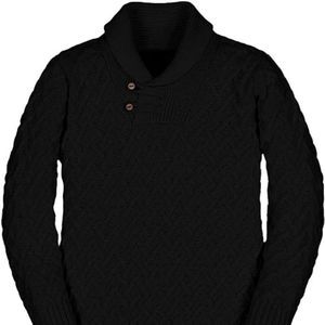 Boys Shawl Collar Pullover Sweater Long Sleeve Button Cable Knit Top